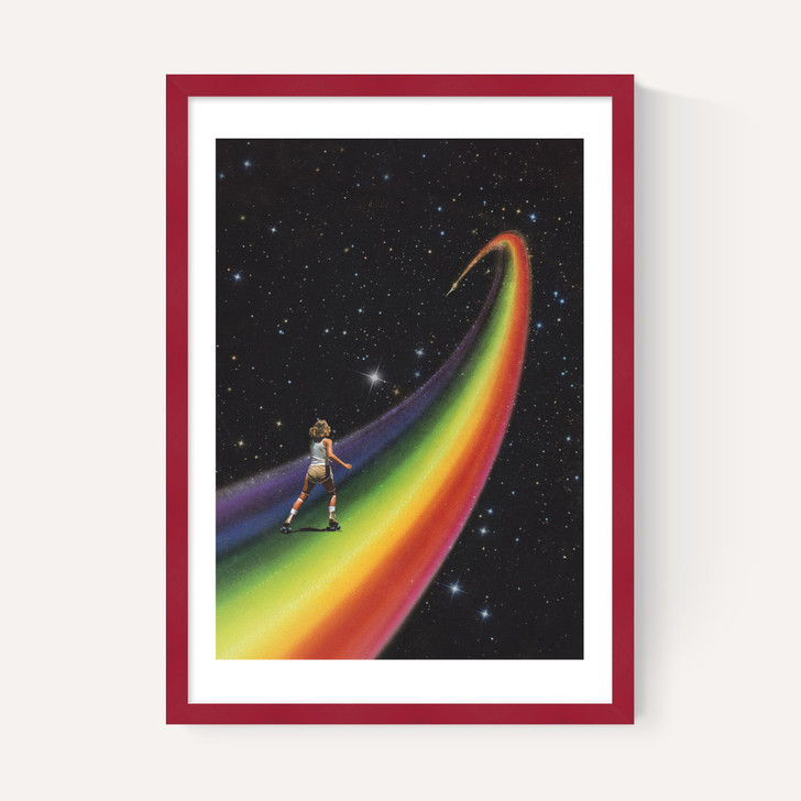 Retro Cosmic Rainbow Roller Skating