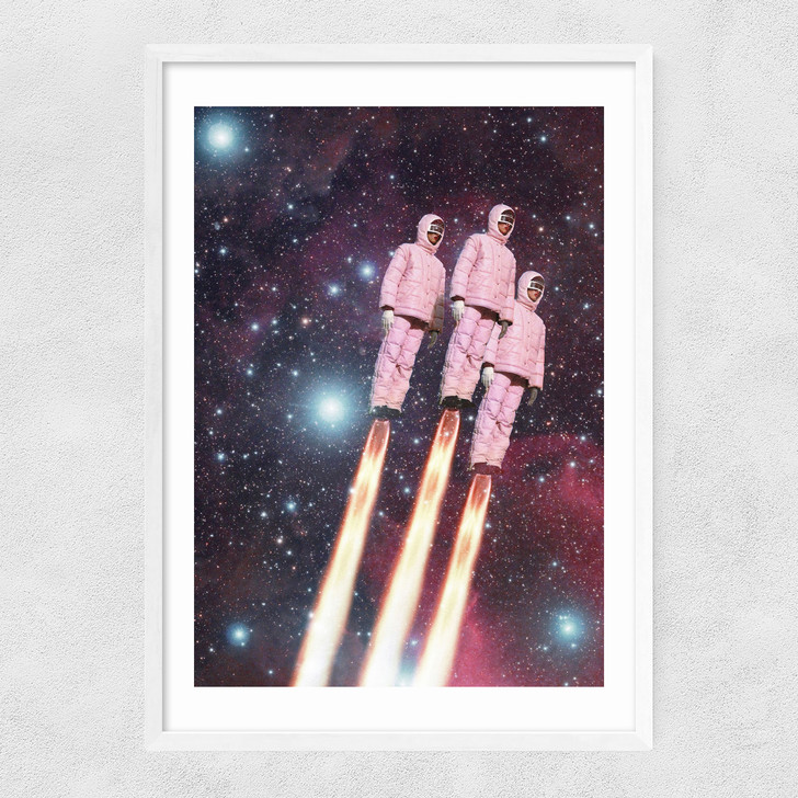 Pink Rockets Narrow White Frame