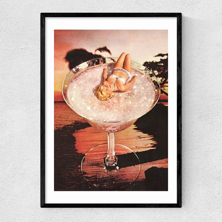 Glitter Pink Margarita Narrow Black Frame Glitter Pink Margarita Narrow Black Frame