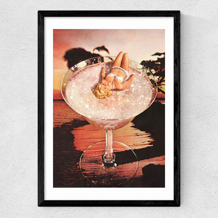 Glitter Pink Margarita Medium Black Frame Glitter Pink Margarita Medium Black Frame