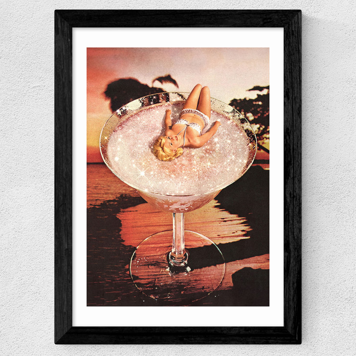 Glitter Pink Margarita Wide Black Frame Glitter Pink Margarita Wide Black Frame