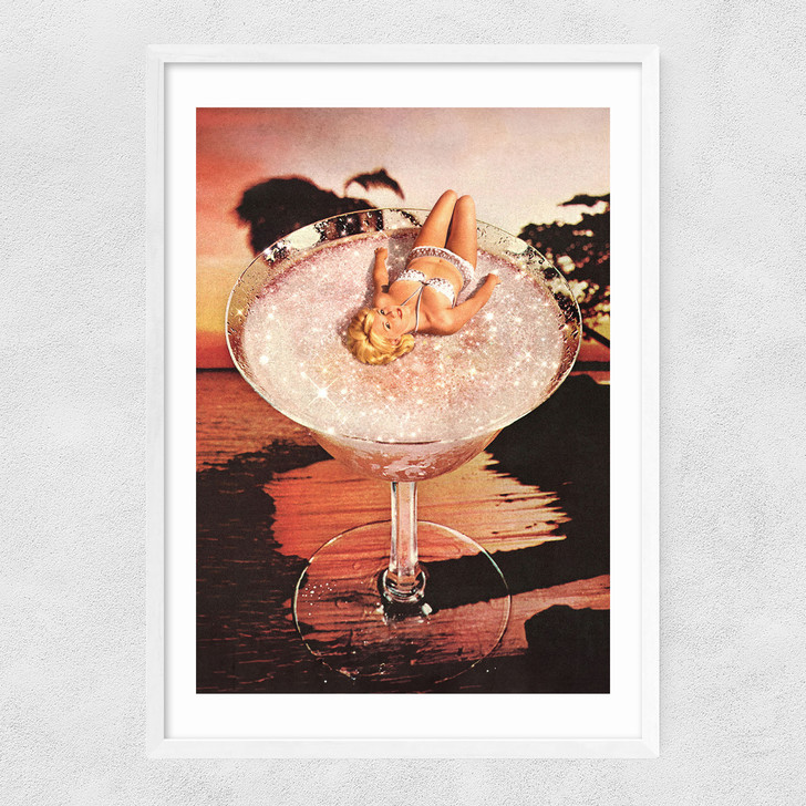 Glitter Pink Margarita Narrow White Frame Glitter Pink Margarita Narrow White Frame