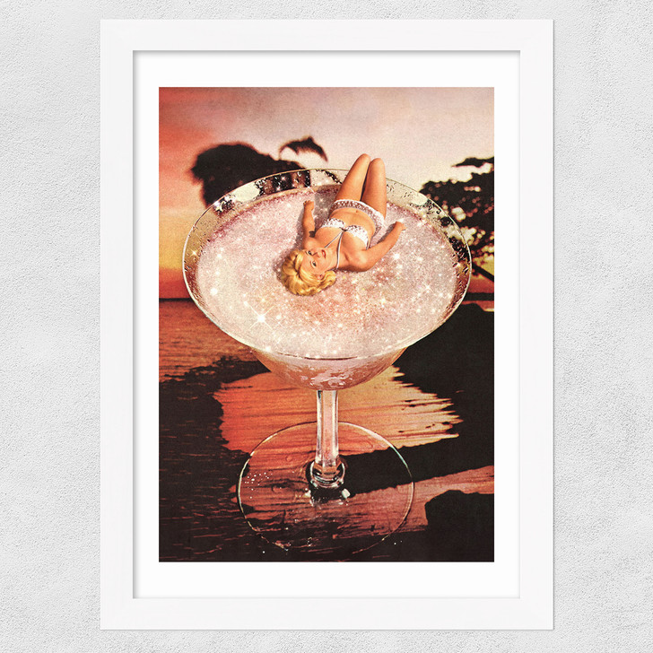 Glitter Pink Margarita Wide White Frame Glitter Pink Margarita Wide White Frame
