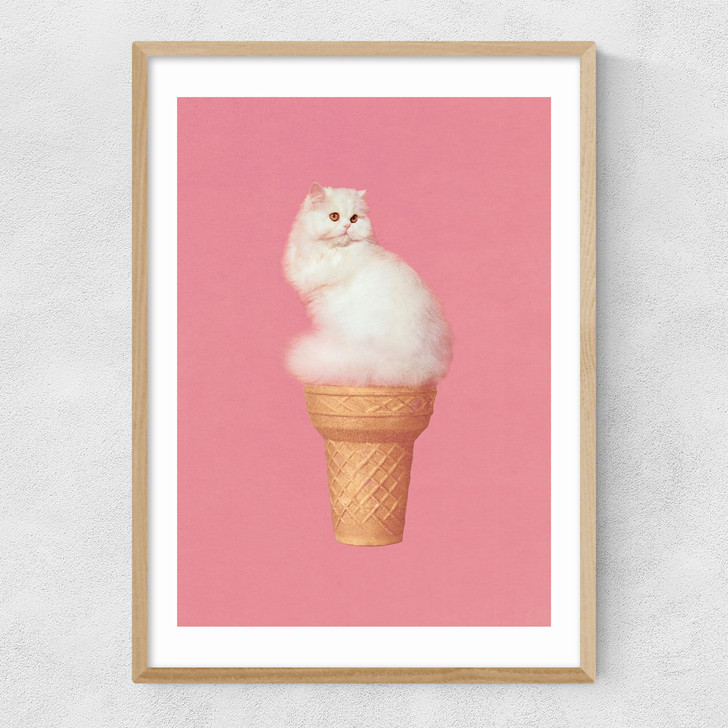 Cat Ice Cream Narrow Oak Frame Cat Ice Cream Narrow Oak Frame