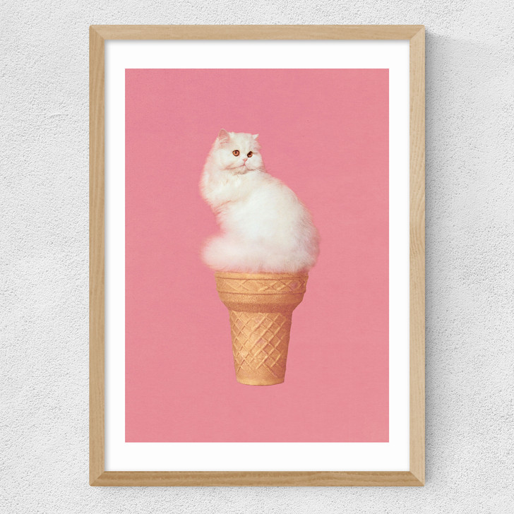 Cat Ice Cream Medium Oak Frame Cat Ice Cream Medium Oak Frame