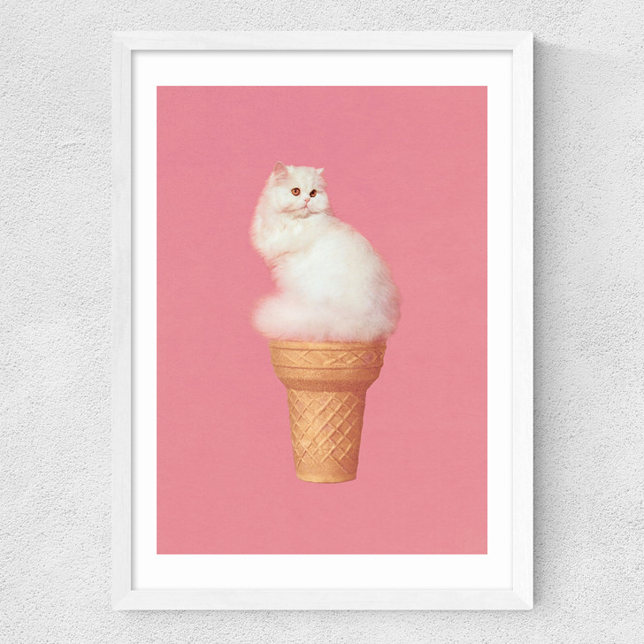 Cat Ice Cream Medium White Frame Cat Ice Cream Medium White Frame