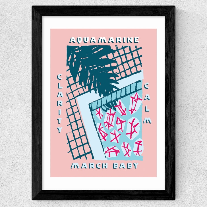 Aquamarine Wide Black Frame