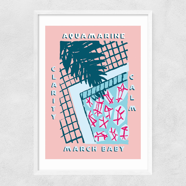 Aquamarine Narrow White Frame