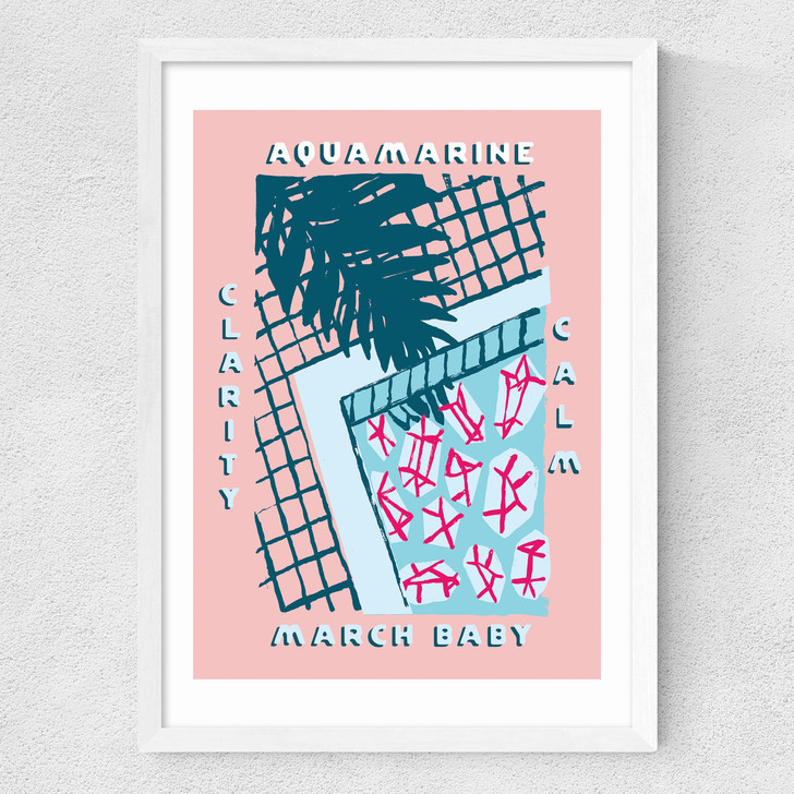 Aquamarine Medium White Frame