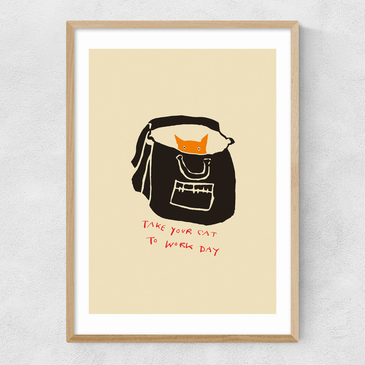 Take Your Cat To Work Day Narrow Oak Frame