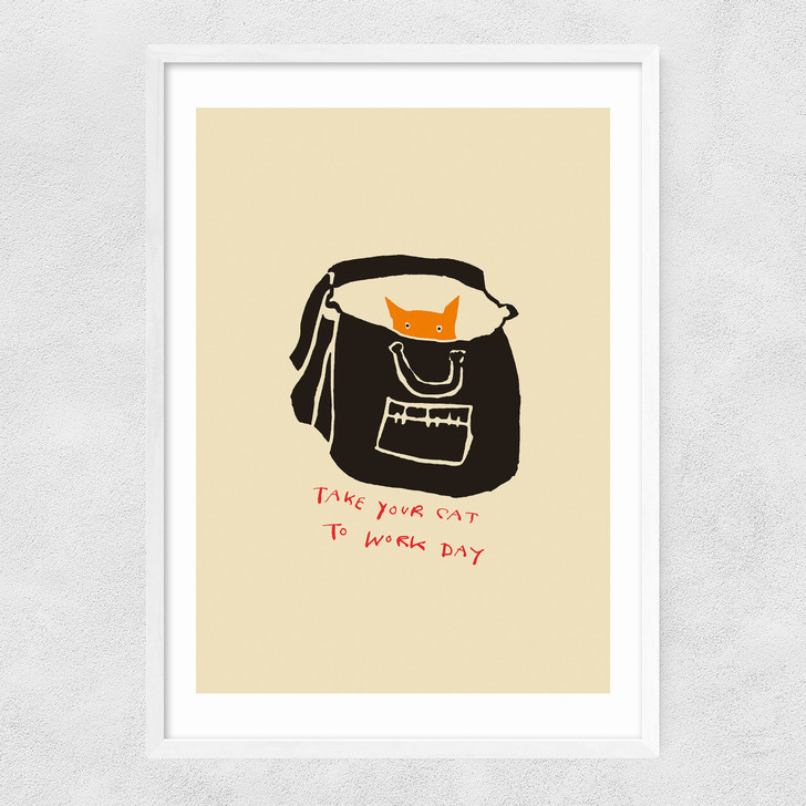 Take Your Cat To Work Day Narrow White Frame