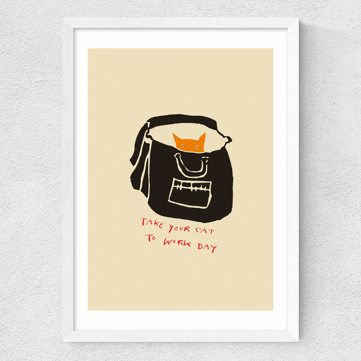 Take Your Cat To Work Day Medium White Frame