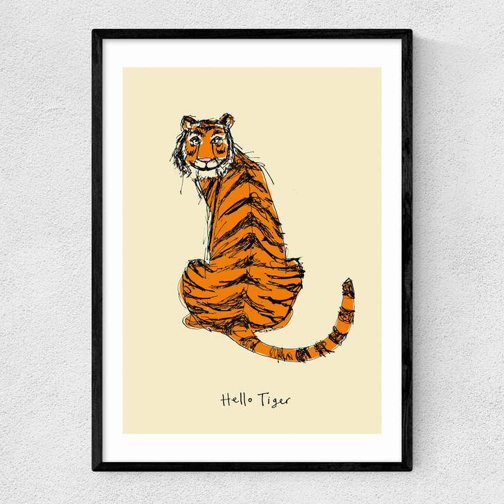 Hello Tiger by Poet and Painter Narrow Black Frame Hello Tiger by Poet and Painter Narrow Black Frame