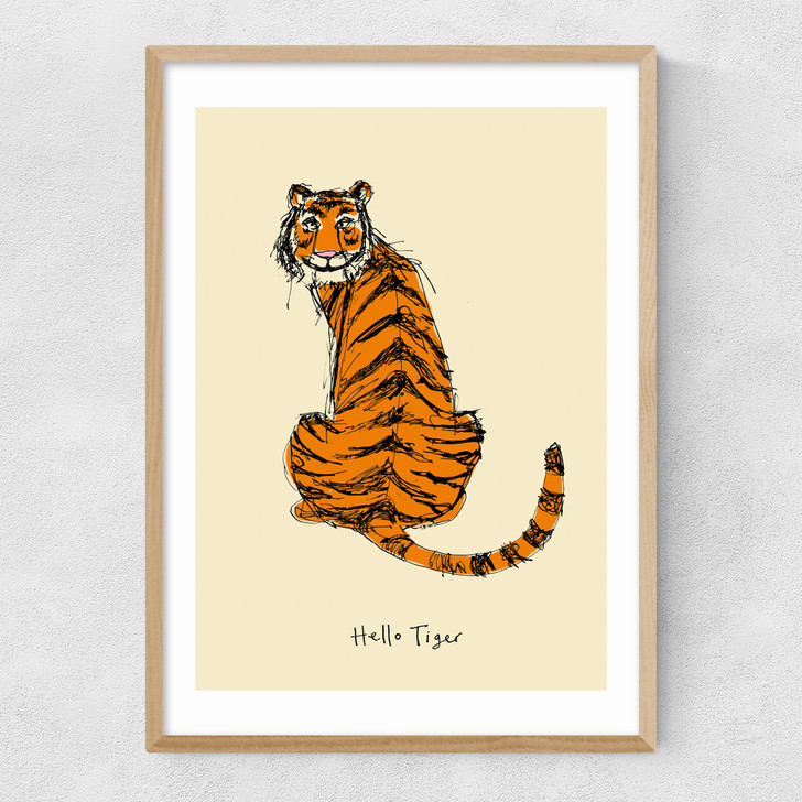 Hello Tiger by Poet and Painter Narrow Oak Frame Hello Tiger by Poet and Painter Narrow Oak Frame