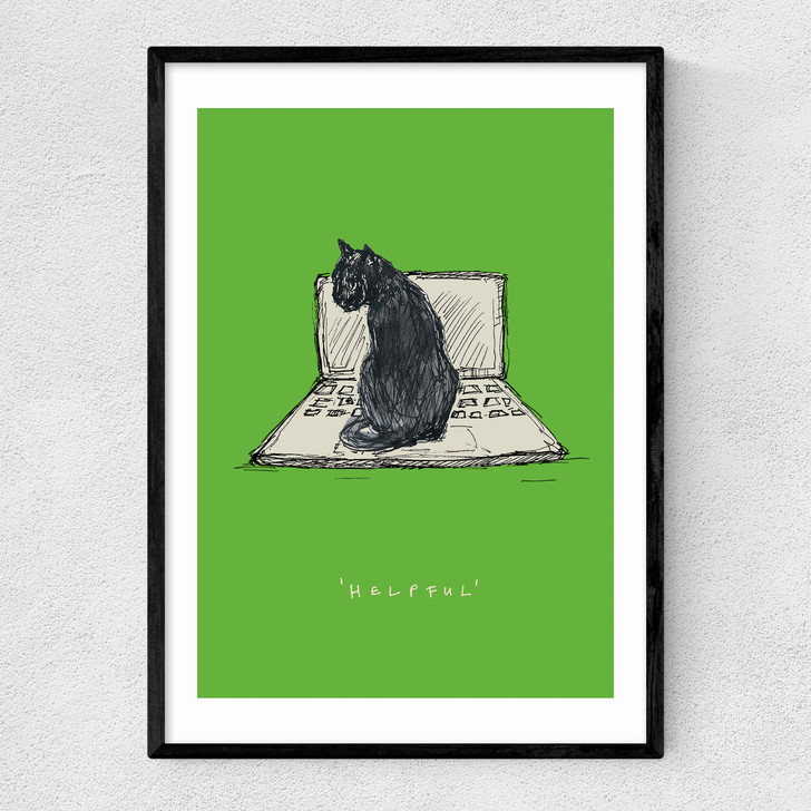 Helpful Cat Narrow Black Frame