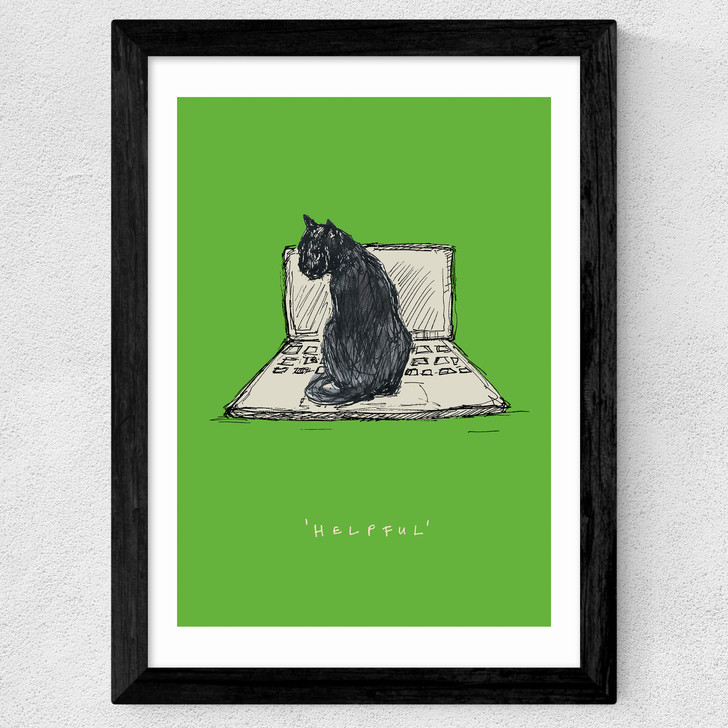 Helpful Cat Wide Black Frame