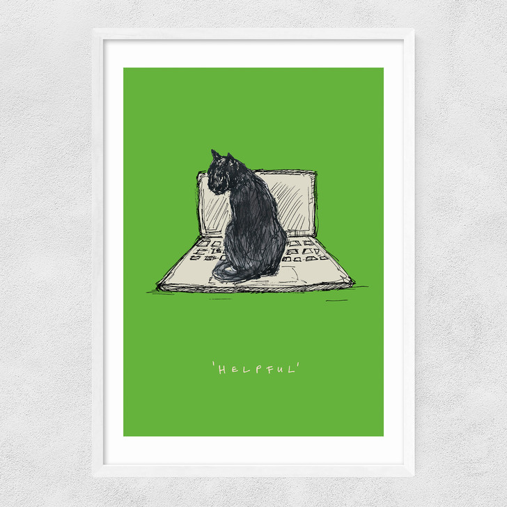 Helpful Cat Narrow White Frame
