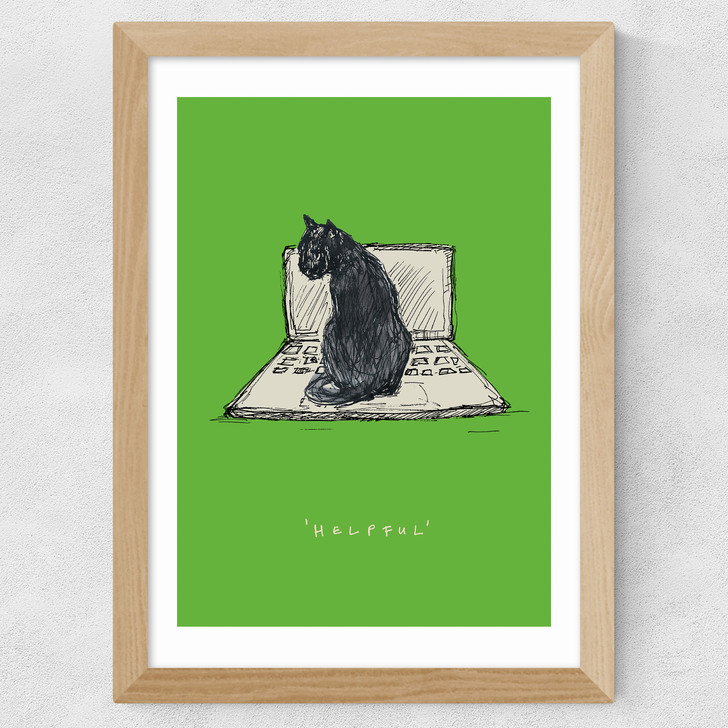 Helpful Cat Wide Oak Frame