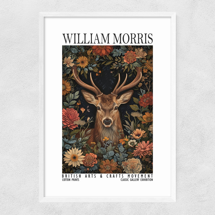 William Morris Stag Narrow White Frame William Morris Stag Narrow White Frame