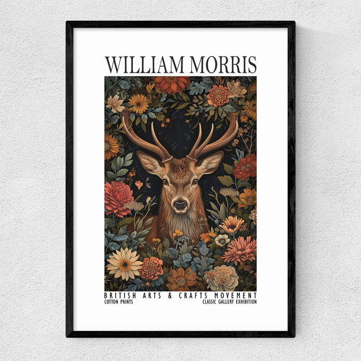 William Morris Stag Narrow Black Frame