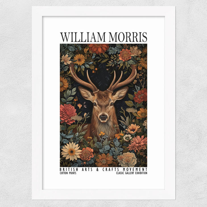 William Morris Stag Wide White Frame