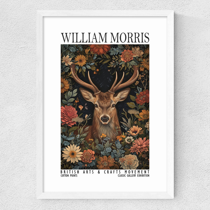 William Morris Stag Medium White Frame
