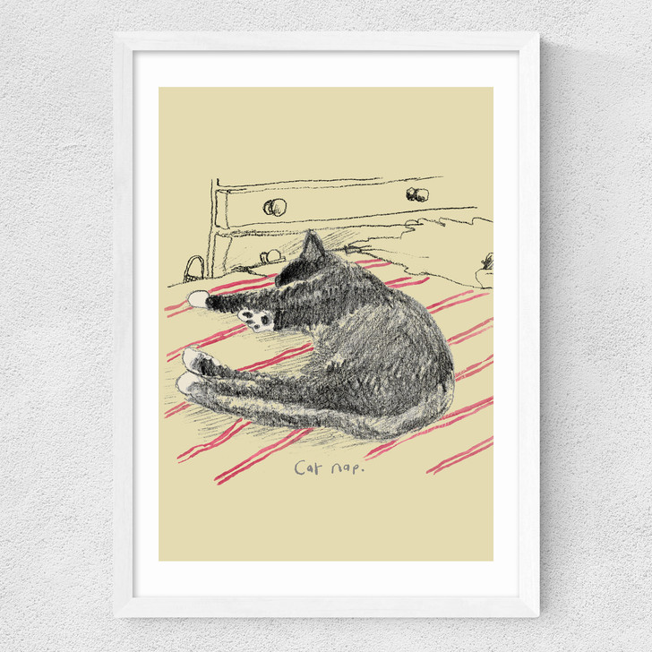 Cat Nap by Poet and Painter Medium White Frame Cat Nap by Poet and Painter Medium White Frame