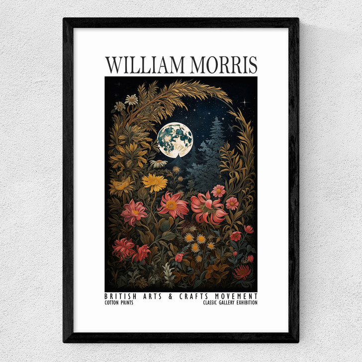 William Morris Moon Flowers Medium Black Frame William Morris Moon Flowers Medium Black Frame