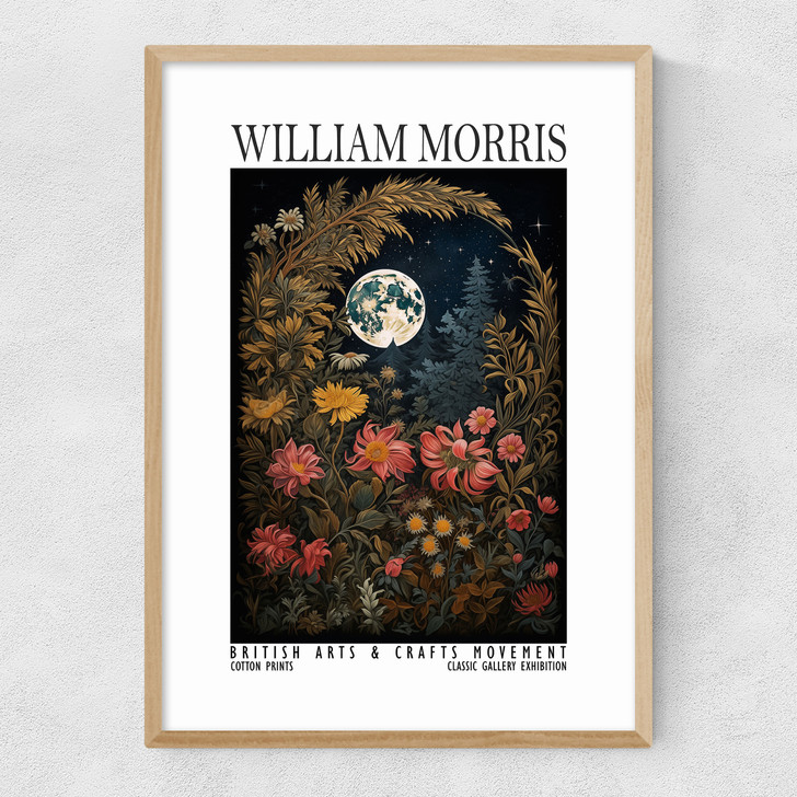 William Morris Moon Flowers Narrow Oak Frame William Morris Moon Flowers Narrow Oak Frame