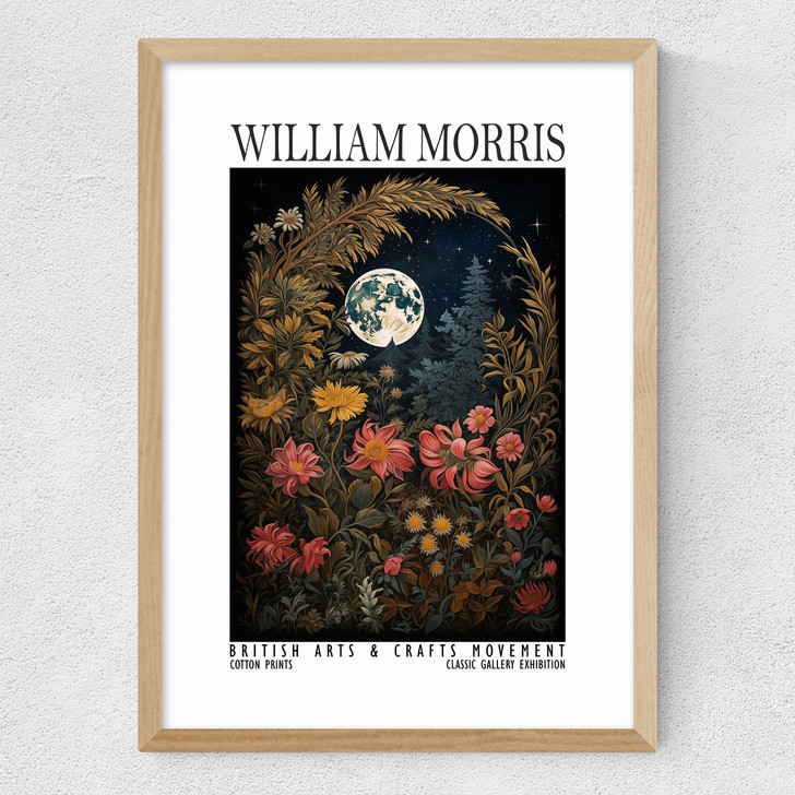 William Morris Moon Flowers Medium Oak Frame William Morris Moon Flowers Medium Oak Frame