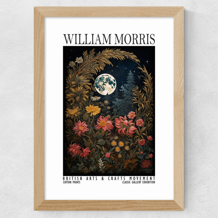 William Morris Moon Flowers Wide Oak Frame William Morris Moon Flowers Wide Oak Frame