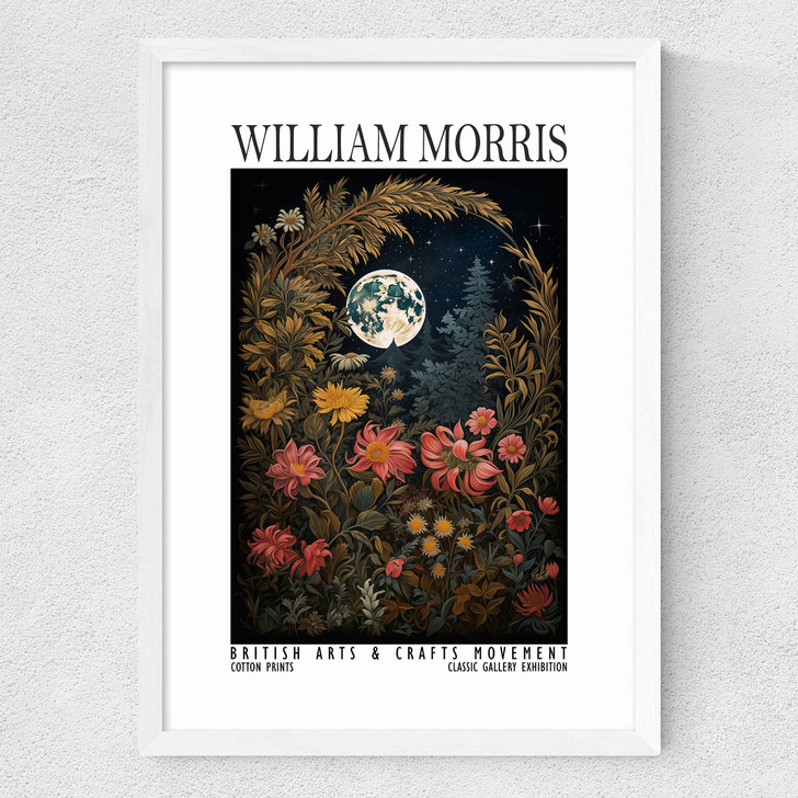 William Morris Moon Flowers Medium White Frame