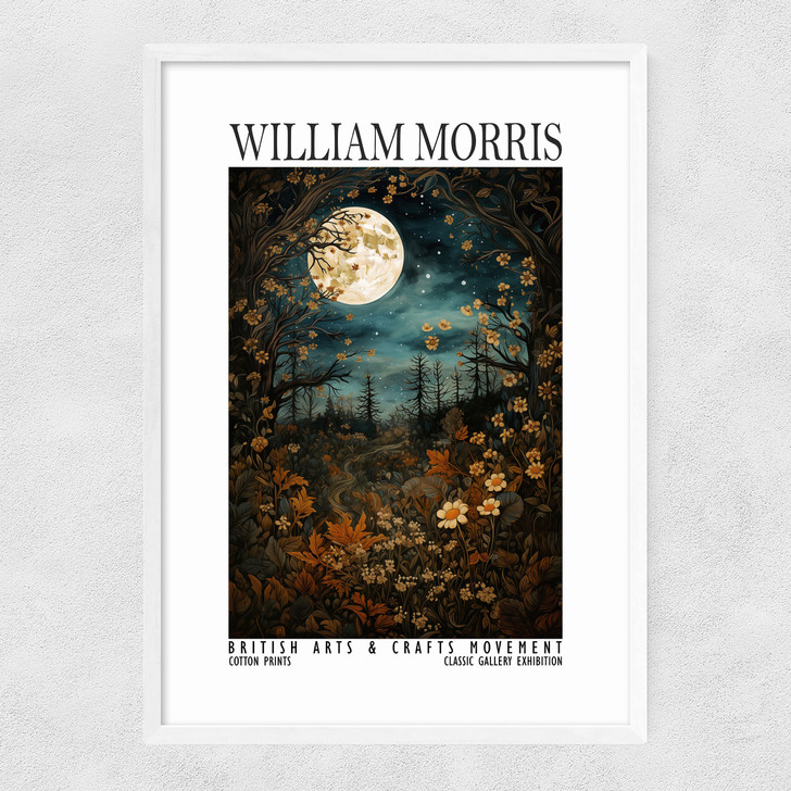 William Morris Moon Woodland Narrow White Frame William Morris Moon Woodland Narrow White Frame