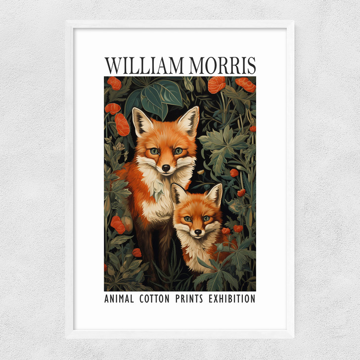 William Morris Fox Cubs Narrow White Frame William Morris Fox Cubs Narrow White Frame