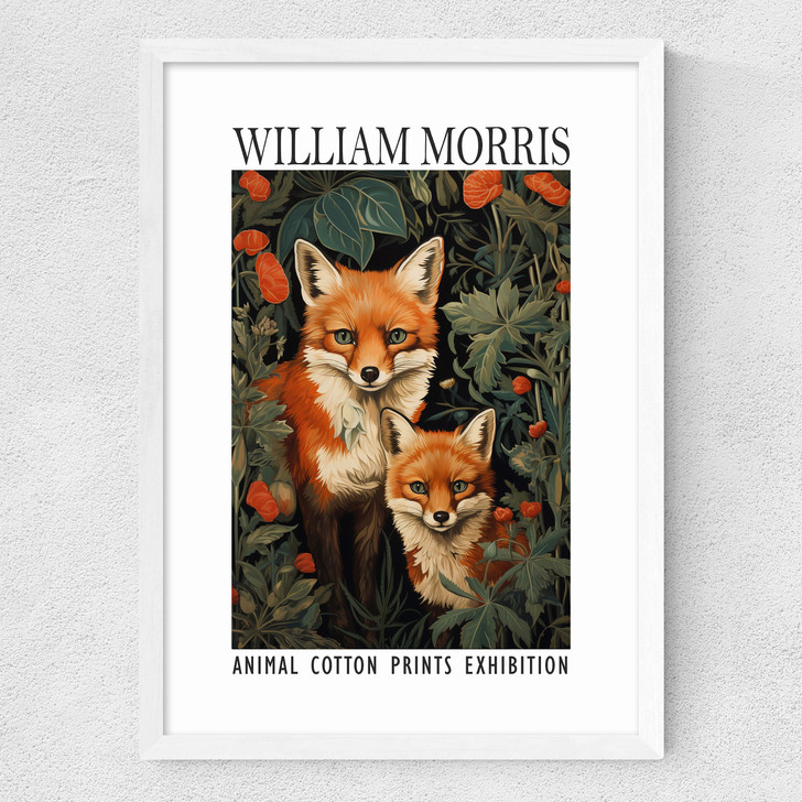 William Morris Fox Cubs Medium White Frame William Morris Fox Cubs Medium White Frame
