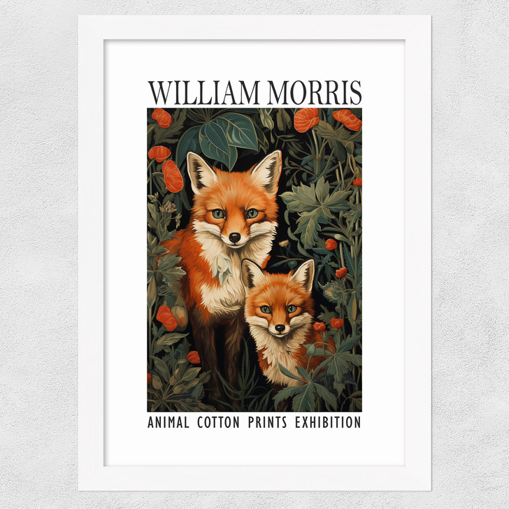 William Morris Fox Cubs Wide White Frame William Morris Fox Cubs Wide White Frame