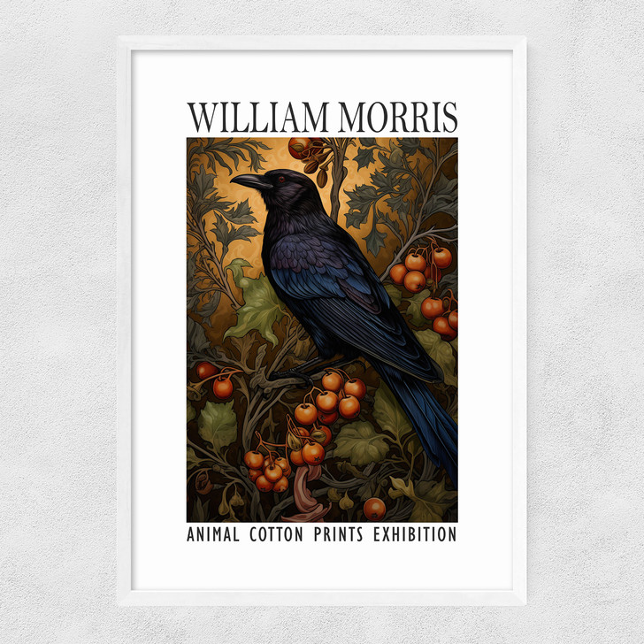 William Morris Crow Narrow White Frame