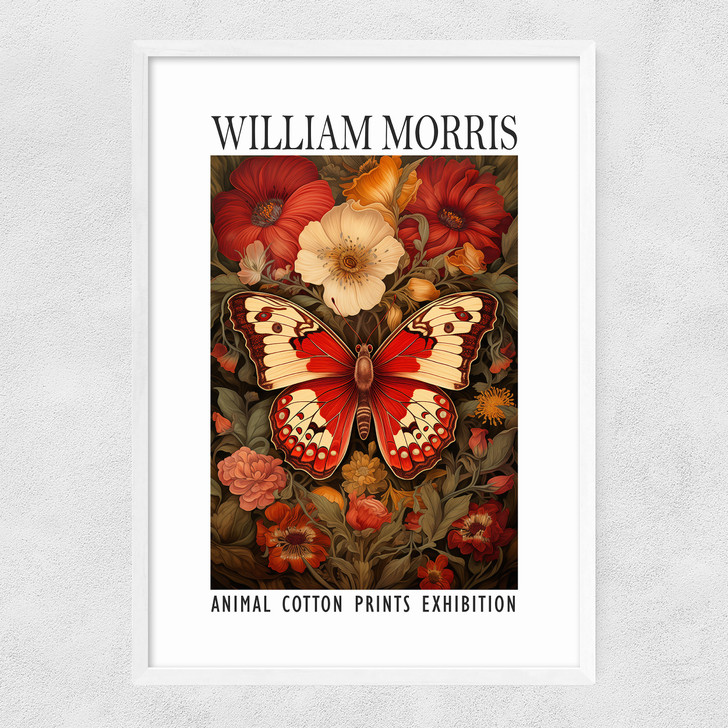 William Morris Butterfly Narrow White Frame