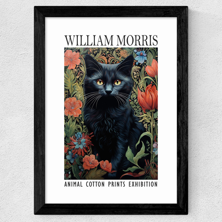 William Morris Black Cat Wide Black Frame William Morris Black Cat Wide Black Frame