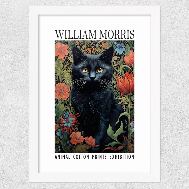 William Morris White Cat Wide White Frame
