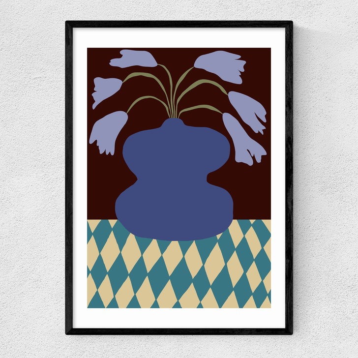 Purple Pottery and Dropping Lily Narrow Black Frame Purple Pottery and Dropping Lily Narrow Black Frame