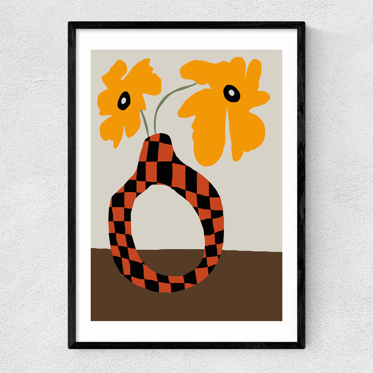 Modern Pottery and Flower Narrow Black Frame Modern Pottery and Flower Narrow Black Frame