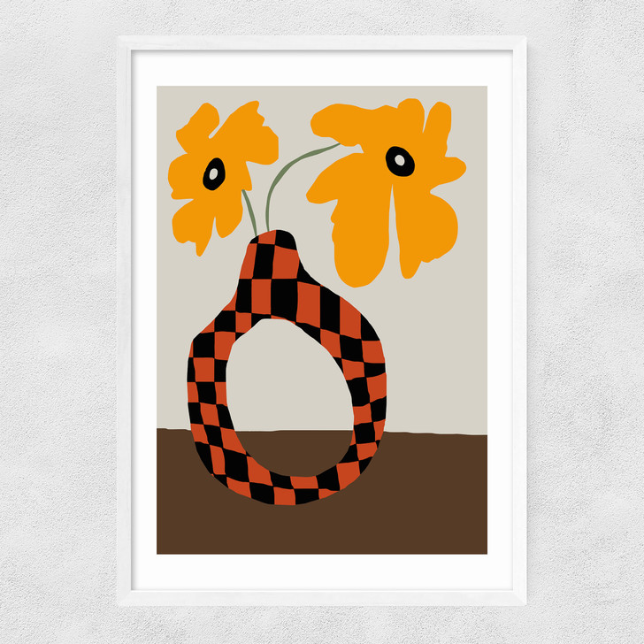 Modern Pottery and Flower Narrow White Frame Modern Pottery and Flower Narrow White Frame