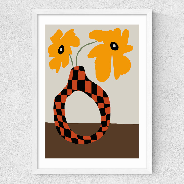 Modern Pottery and Flower Medium White Frame Modern Pottery and Flower Medium White Frame