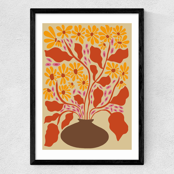 Retro Patal Pottery Medium Black Frame