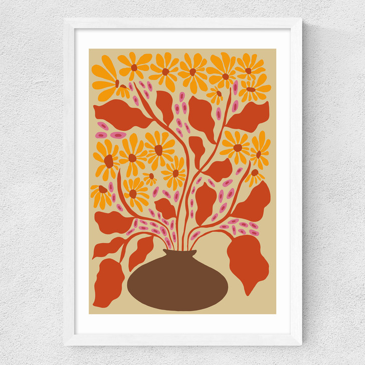 Retro Patal Pottery Medium White Frame