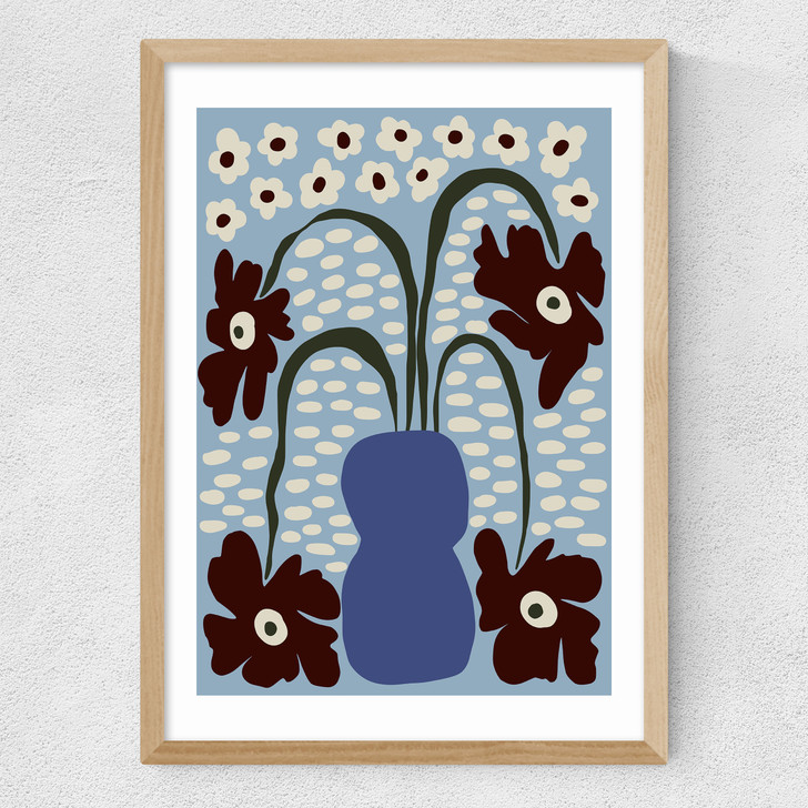 Dropping Matisse Flowers Medium Oak Frame Dropping Matisse Flowers Medium Oak Frame