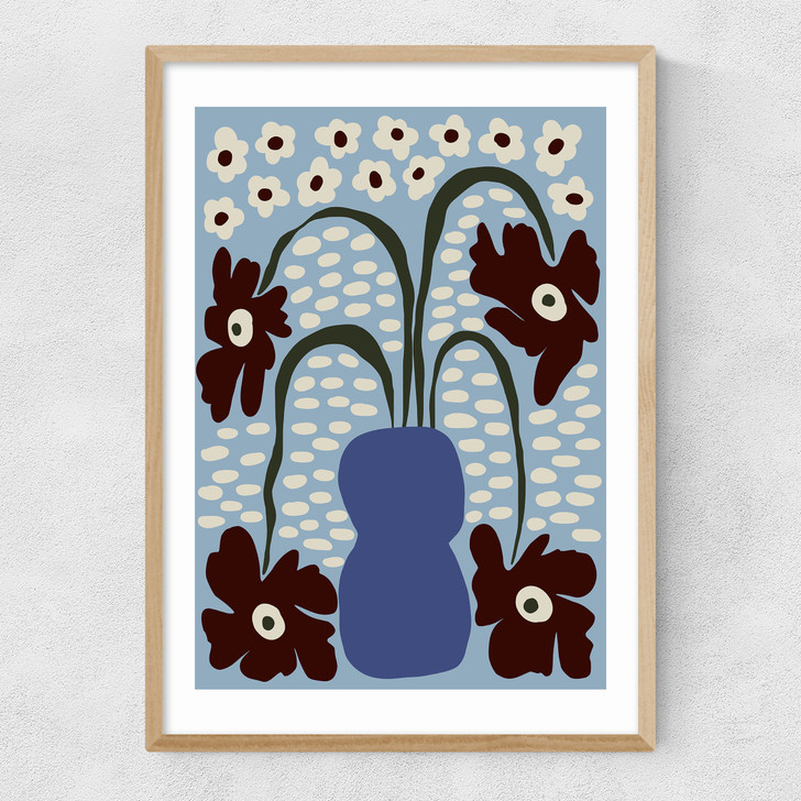 Dropping Matisse Flowers Narrow Oak Frame
