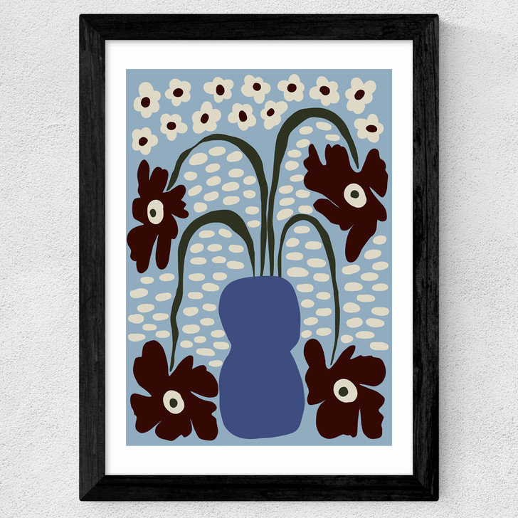 Dropping Matisse Flowers Wide Black Frame