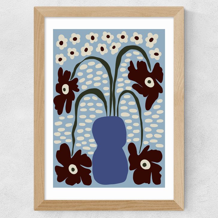Dropping Matisse Flowers Wide Oak Frame